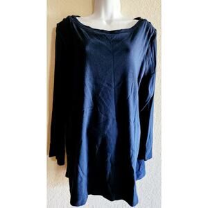 Jones New York Sport Navy Blue Boat Neck Long Sleeve Top 3X Plus Lightweight